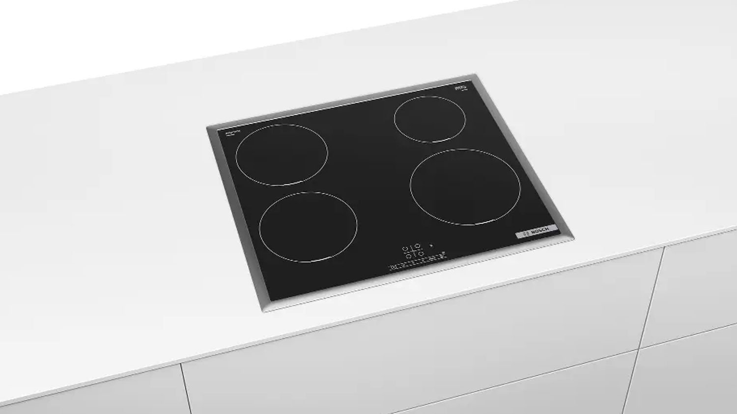 Indukčn&iacute; varn&aacute; deska Bosch PIE645BB5E instalovan&aacute; v kuchyňsk&eacute; lince