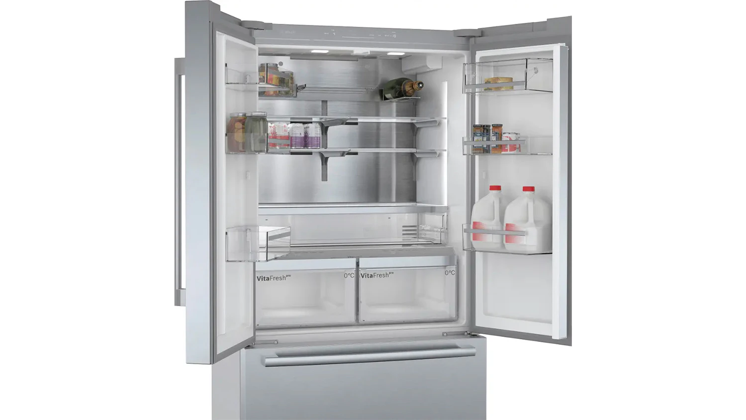 Americk&aacute; lednice Bosch KFF96PIEP s potravinami uvnitř