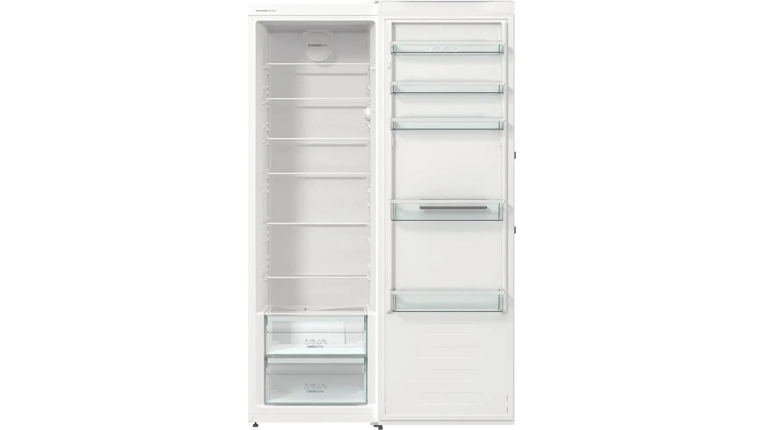 Monoklimatická chladnička Gorenje R619EEW5 otevřená prázdná