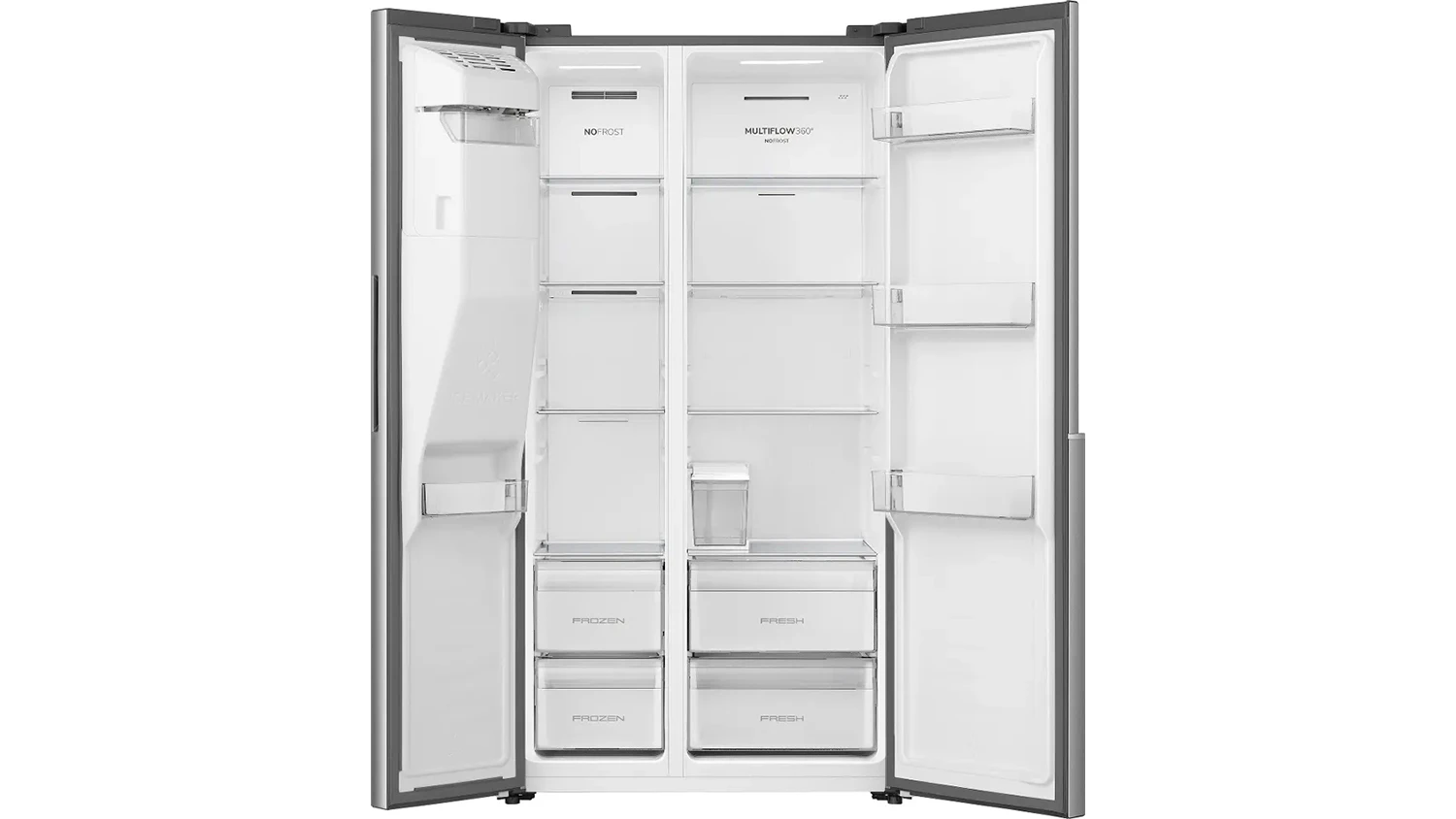 Vnitřn&iacute; prostor volně stoj&iacute;c&iacute; americk&eacute; lednice Gorenje NRS917E61X