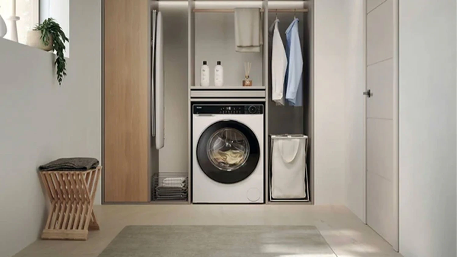 Pračka Haier HW90-BP14357U1CZ instalovan&aacute; v interi&eacute;ru