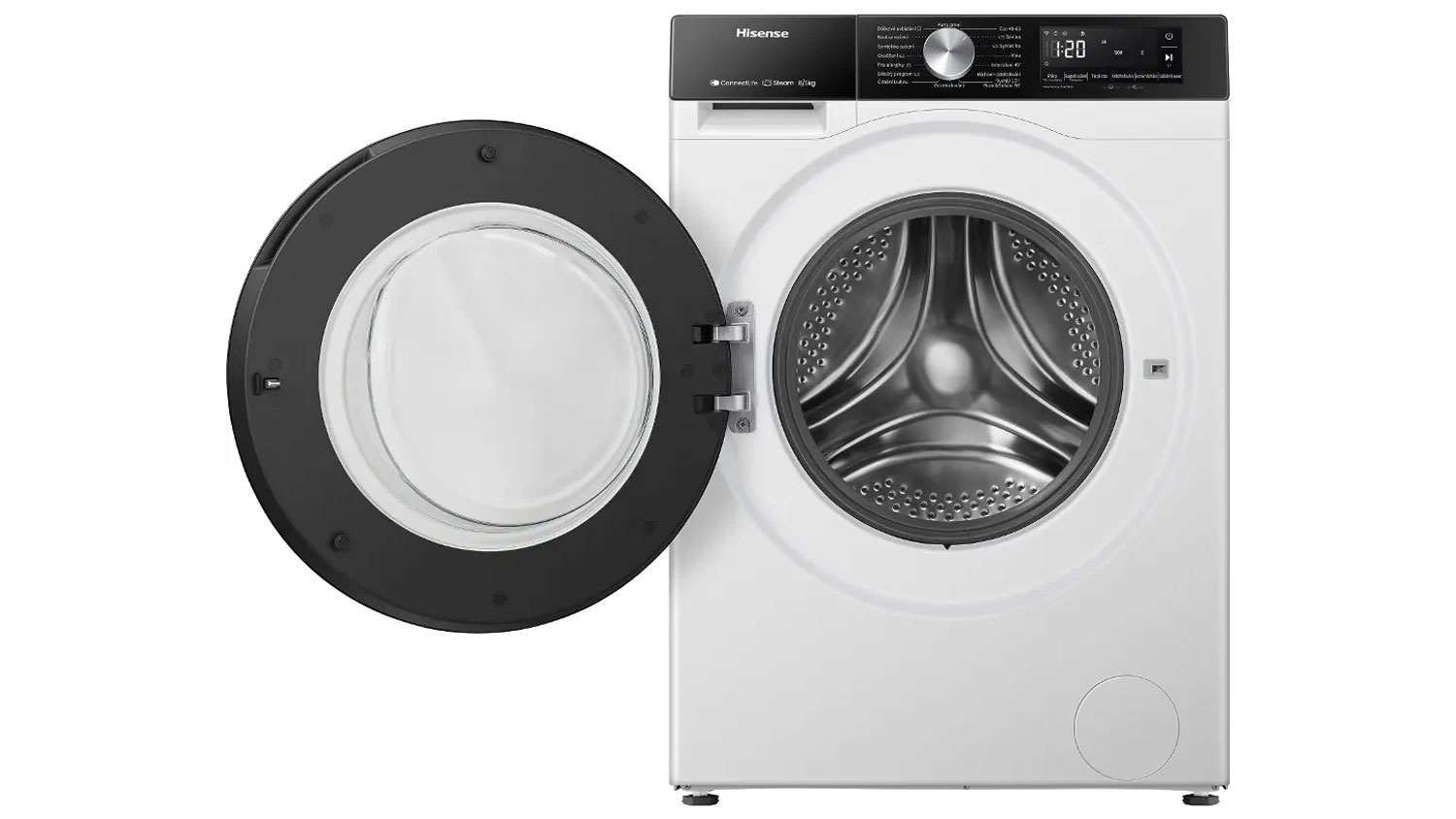 Pračka se sušičkou Hisense HWD3S8514 s otevřenými dvířky