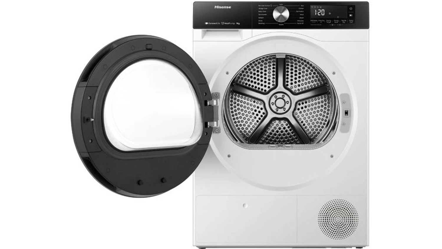 Sušička prádla Hisense DH3S902BWCC s otevřenými dvířky