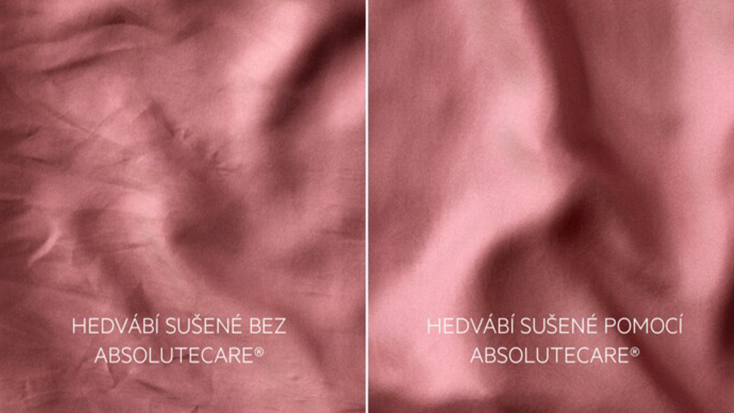 Srovnání hedvábí sušení bez a s technologií AbsoluteCare