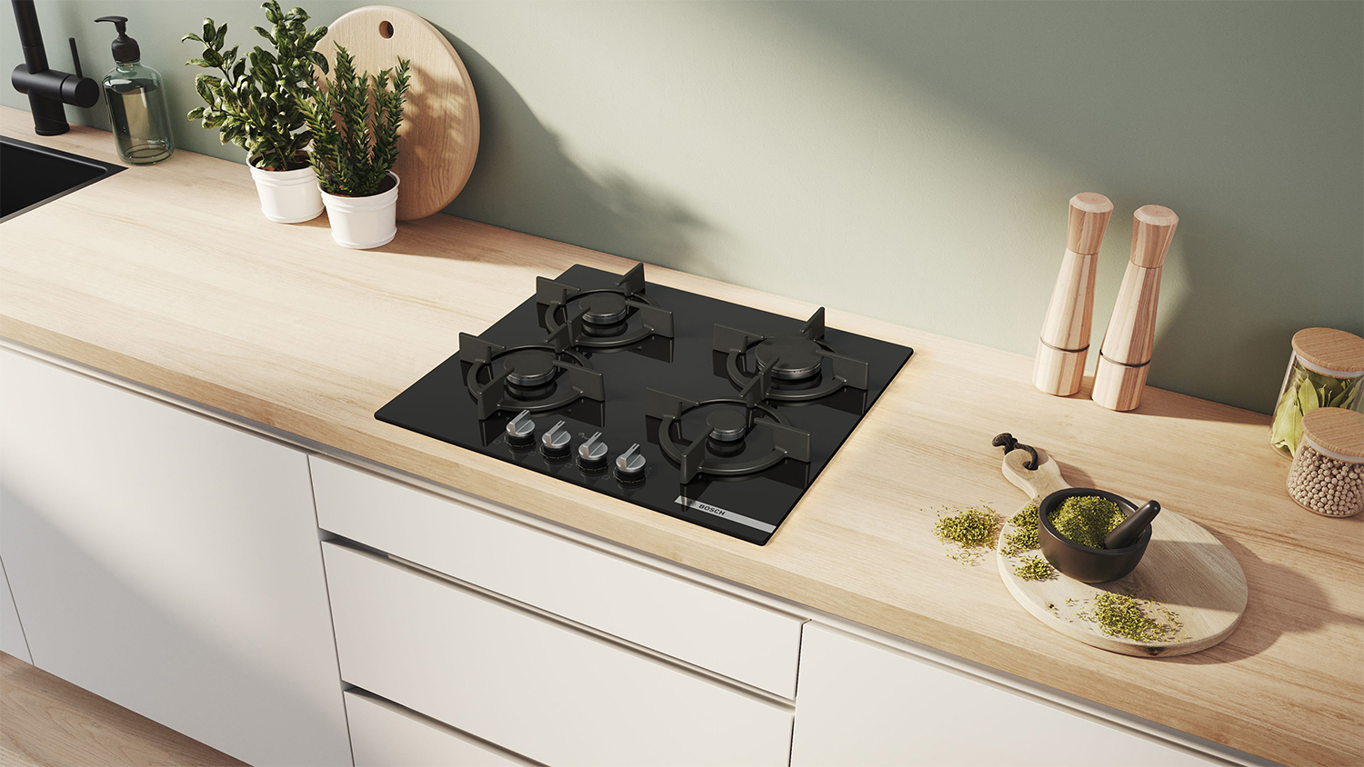 Plynová varná deska Bosch PPP6A6I10 v kuchyni