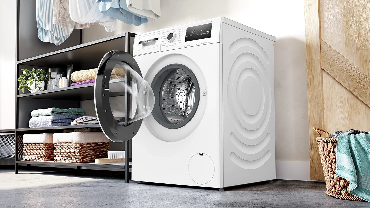 Předem plněn pračka Bosch Serie 4 WAN28275CS instalovan v koupelně