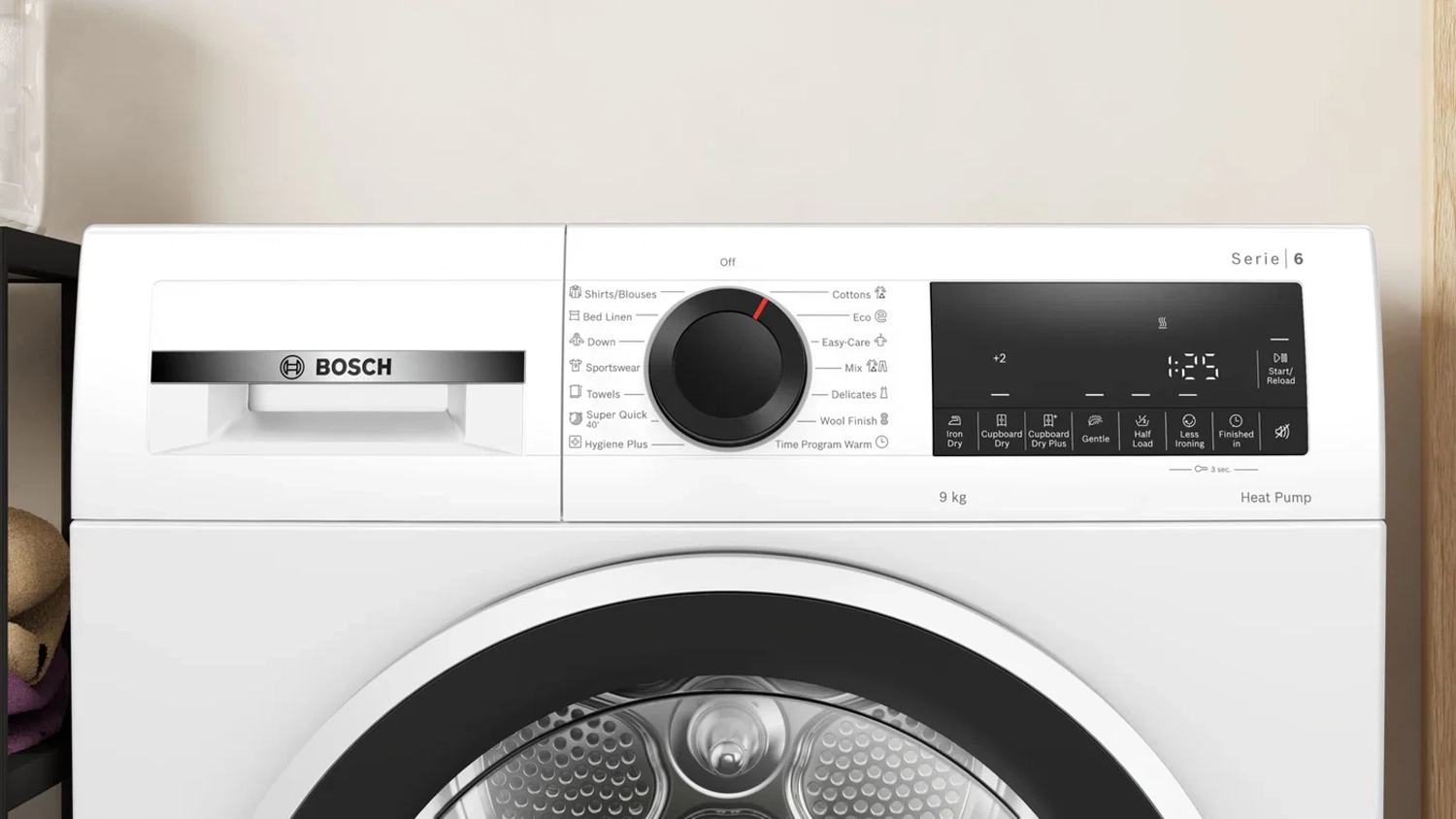 LED displej sušičky prádla Bosch WQG243DMBY