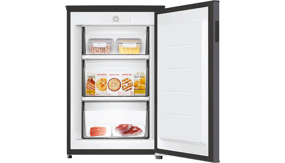 Otevřený šuplíkový mrazák Candy CUQS 58ES se zásobami_03