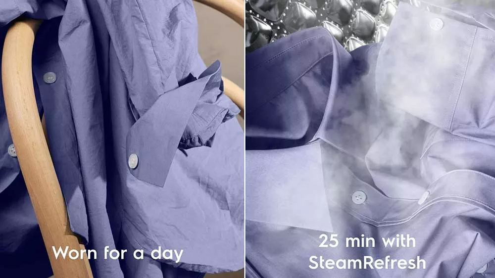 Košile v bubnu pračky kombinované se sušičkou Electrolux 500 DualCare EW5W468WE během parního programu SteamRefresh_04