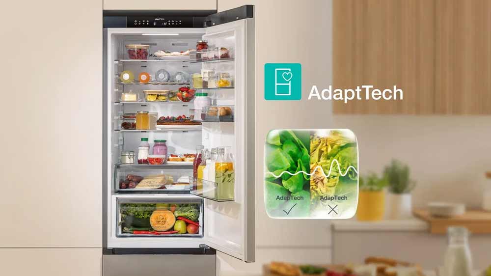 Otevřená lednička Gorenje NRB620C61X4WFE s vizualizací technologie AdaptTech_03