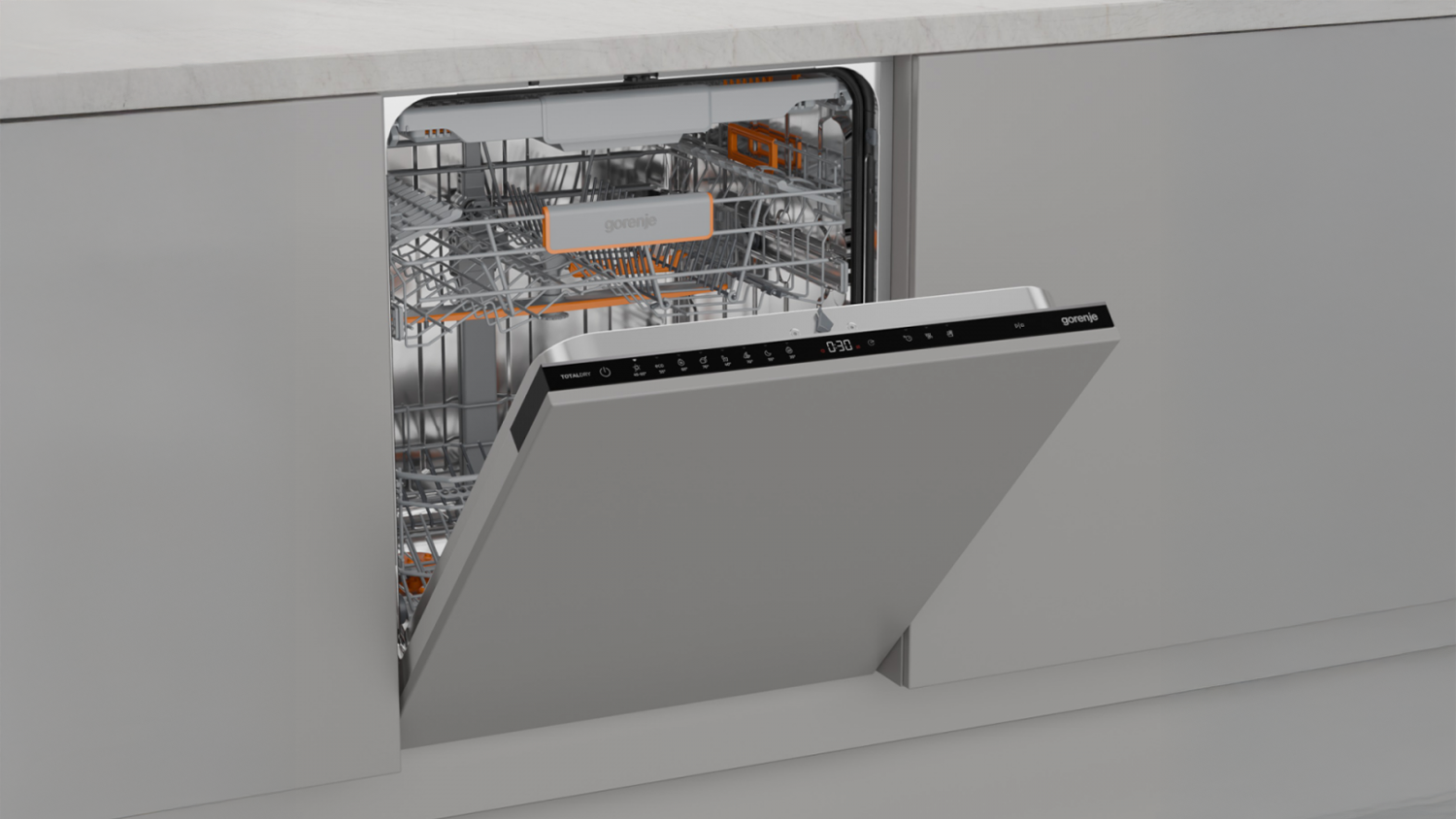 Pootevřen&aacute; myčka n&aacute;dob&iacute; Gorenje GV16B v kuchyňsk&eacute; lince