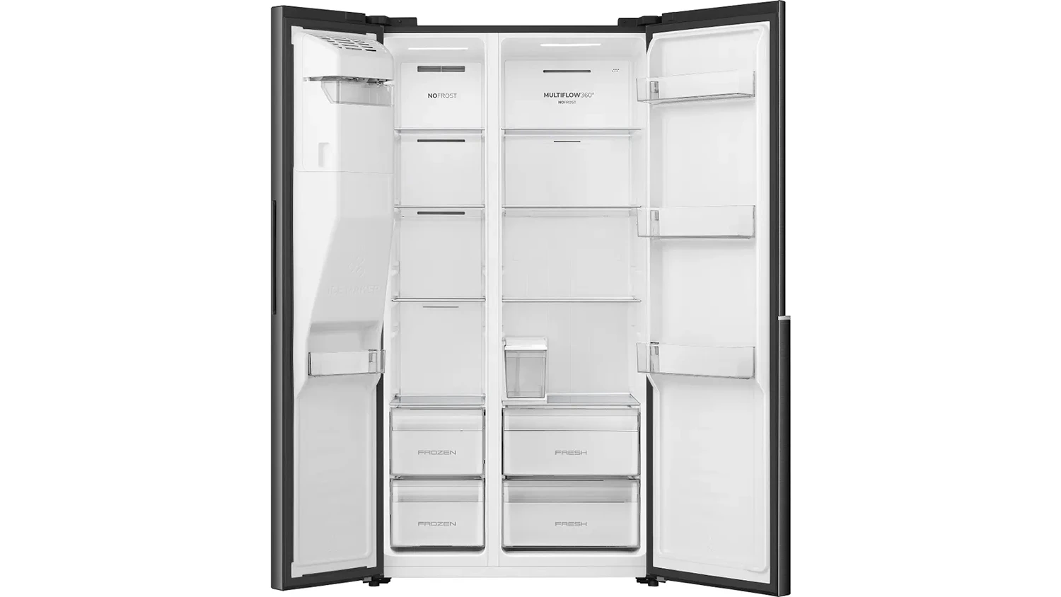 Americk&aacute; lednice Gorenje NRS917E61BX s otevřen&yacute;mi dveřmi