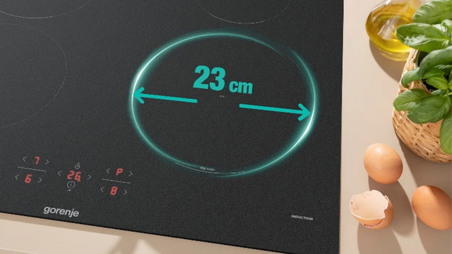 Indukční varná deska Gorenje GI6401MSC s velkou 23cm plotýnkou