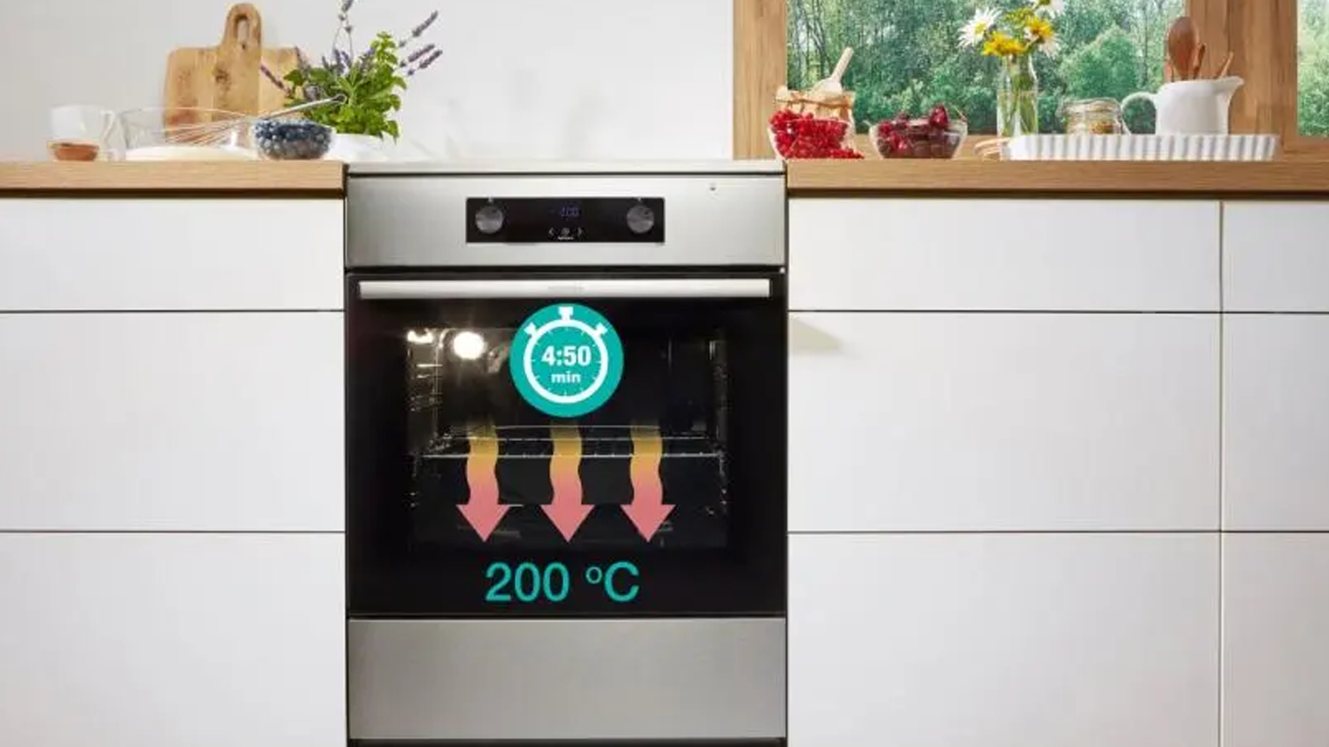 Vizualizace rychlého předehřevu kombinovaného sporáku Gorenje GK5C41WF
