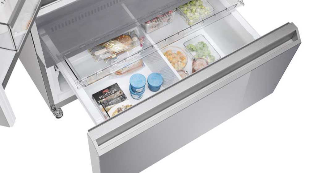 Lednice Haier FD 90 Series 7 HFR79F19EFGK a otevřený mrazák s mraženými potravinami_04