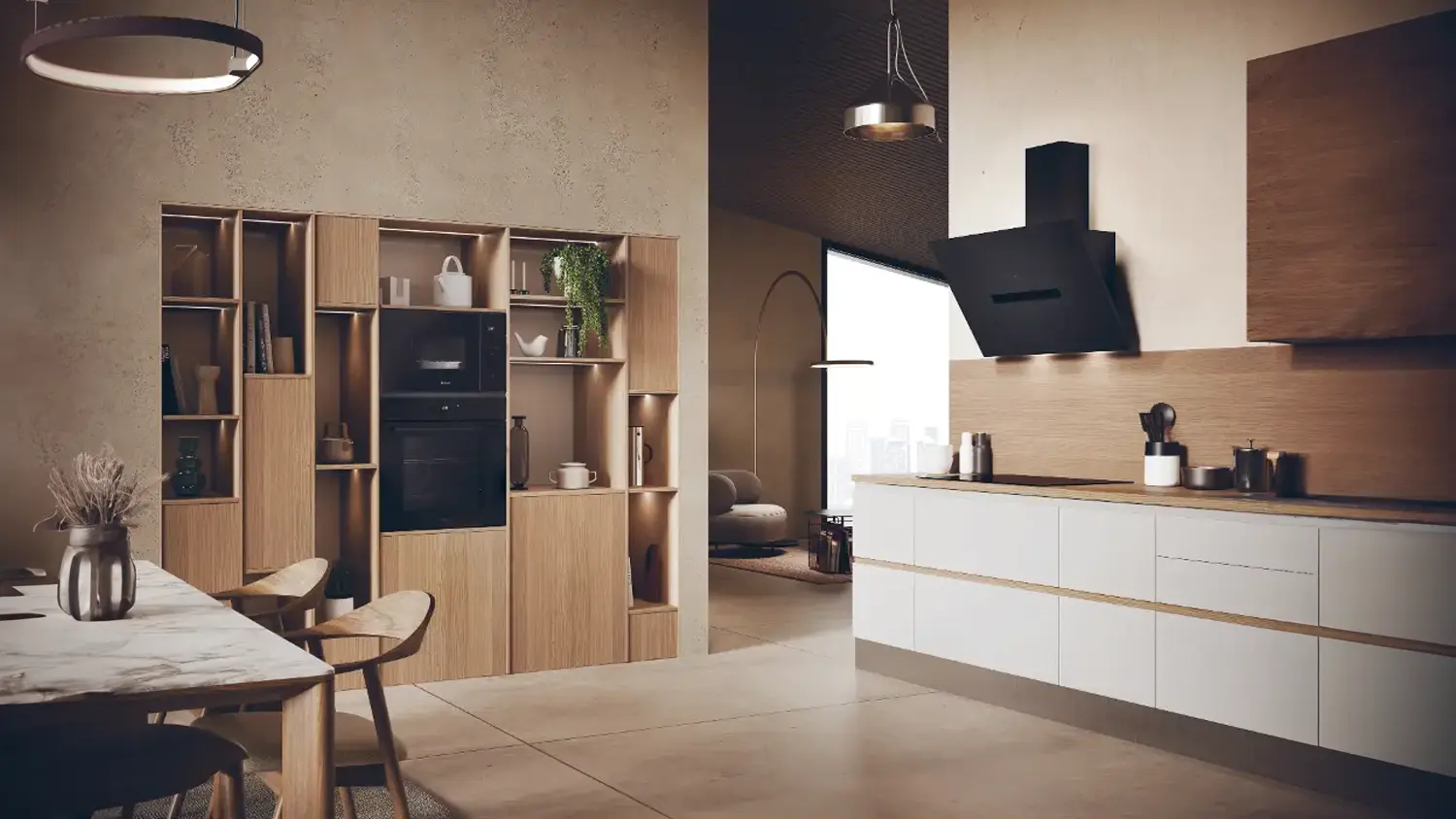 Vestavn&aacute; mikrovlnn&aacute; trouba Haier H38FMWID627N v interi&eacute;ru