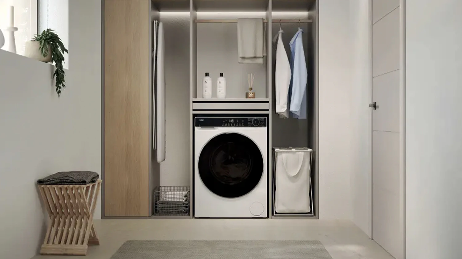 Pr&aacute;čka so su&scaron;ičkou Haier HWD80-BP14357TUS v pr&aacute;delni