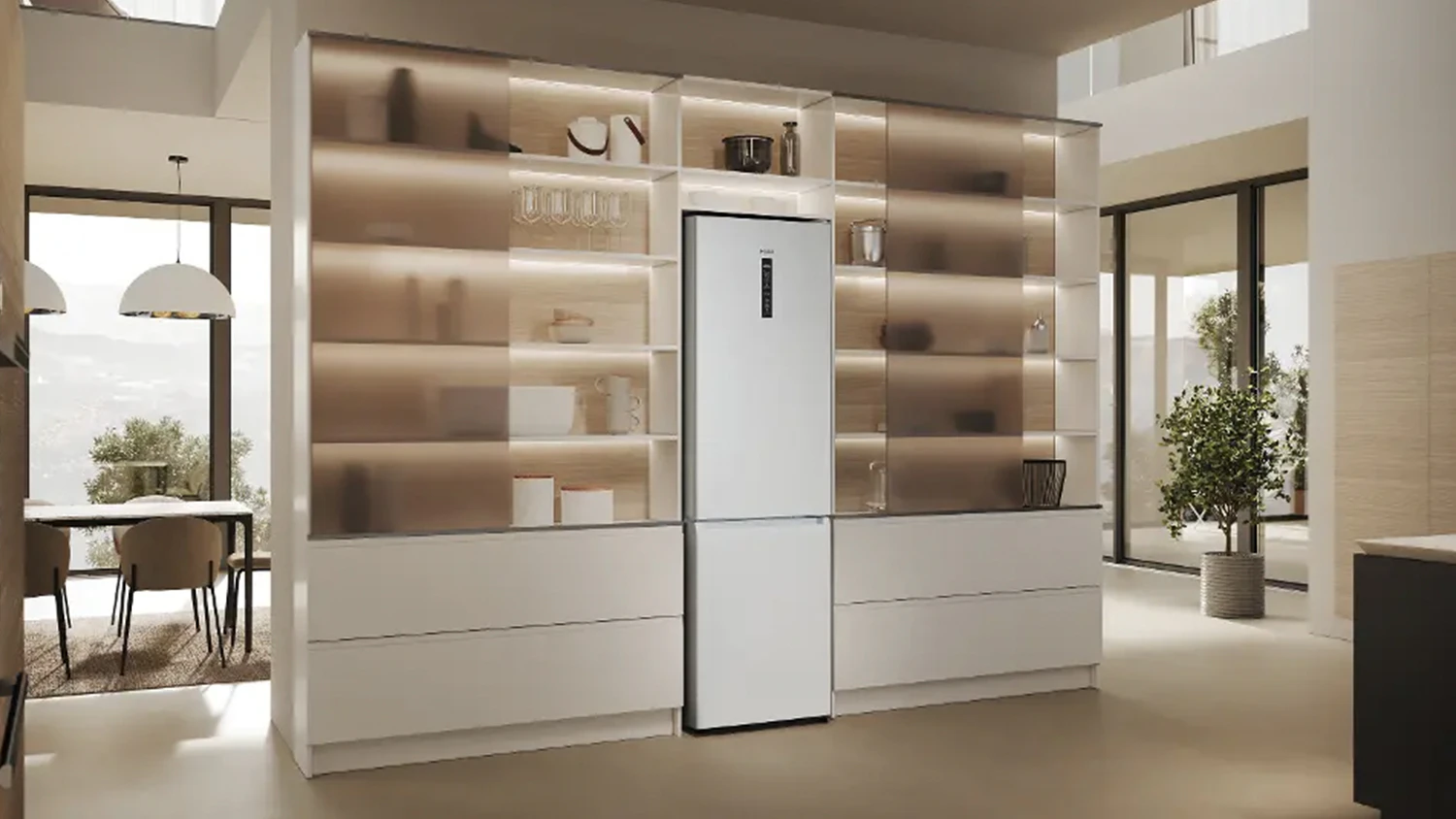 Kombinovaná lednice Haier HDPW5620ANPW v kuchyni