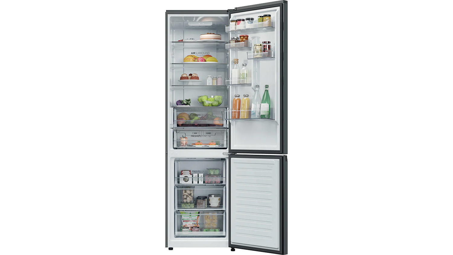 Interiér kombinované ledničky Haier HDPR3620ANPD