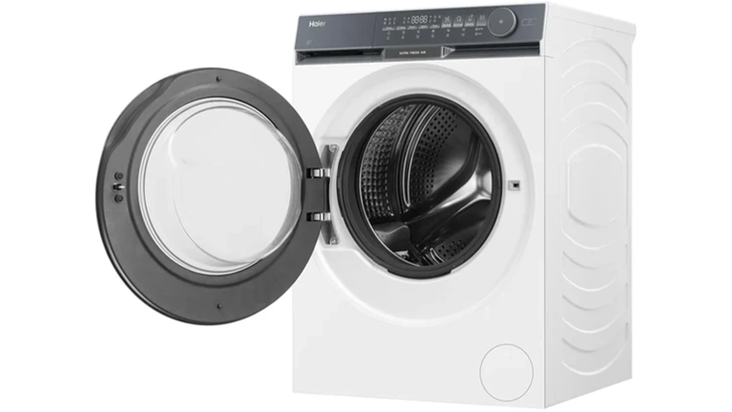Pračka se su&scaron;ičkou Haier s otevřen&yacute;mi dv&iacute;řky