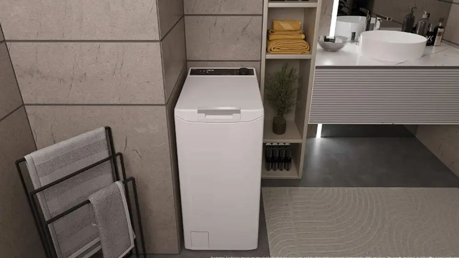 Pračka Haier ve výklenku koupelny