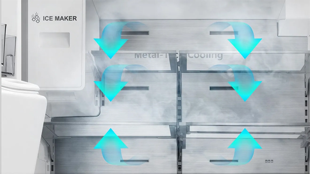 Funkce metal cooling u chladničky Hisense French door RF749N4SWSE_04