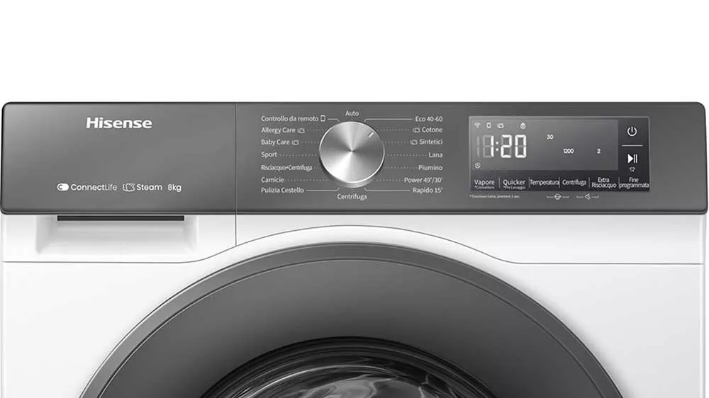 Pračka s předním plněním Hisense WF3S8043BW7 Super Slim má přehledný ovládací panel_04