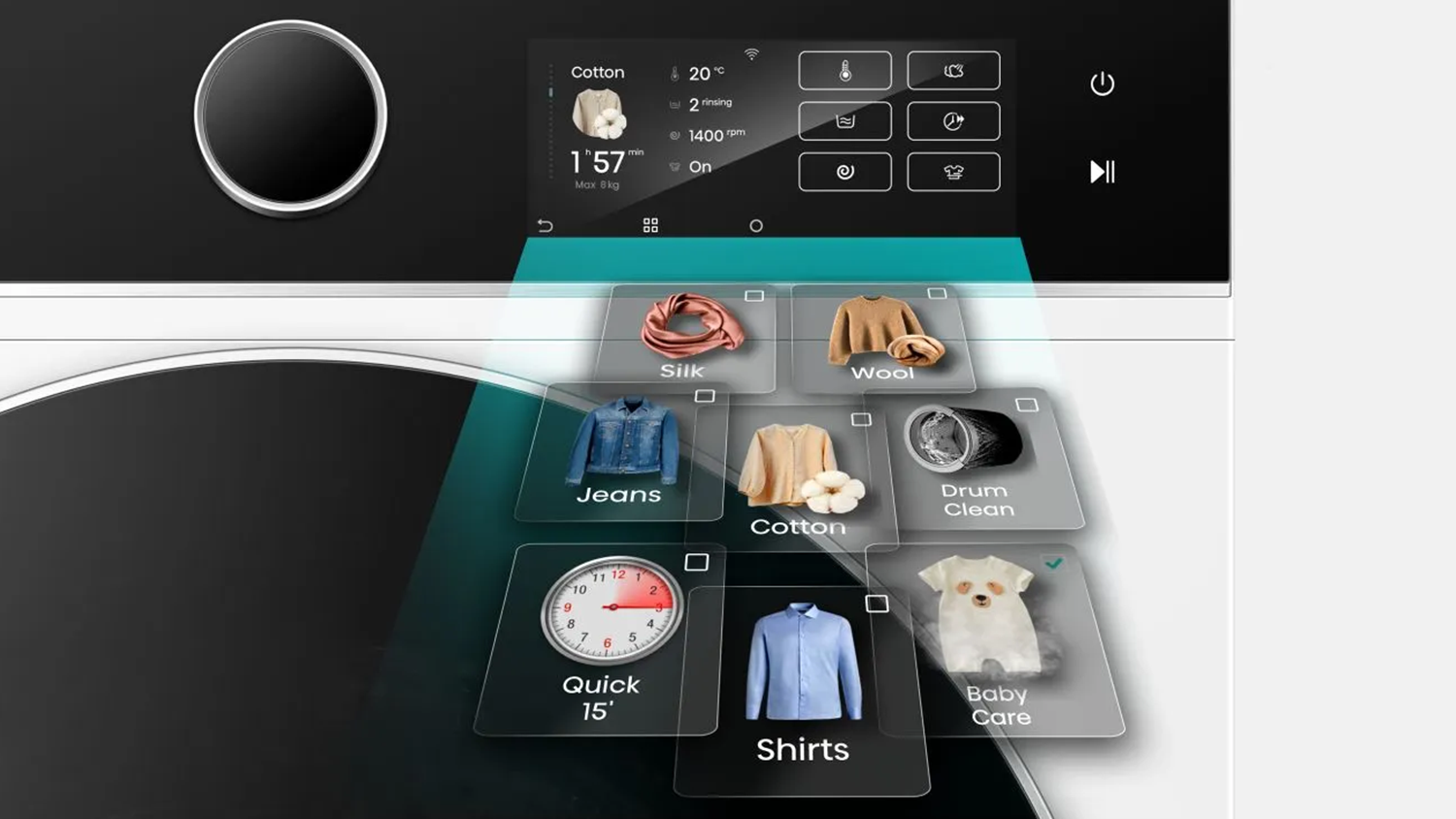 Displej a programy pračky Hisense WF5I1045BWQ