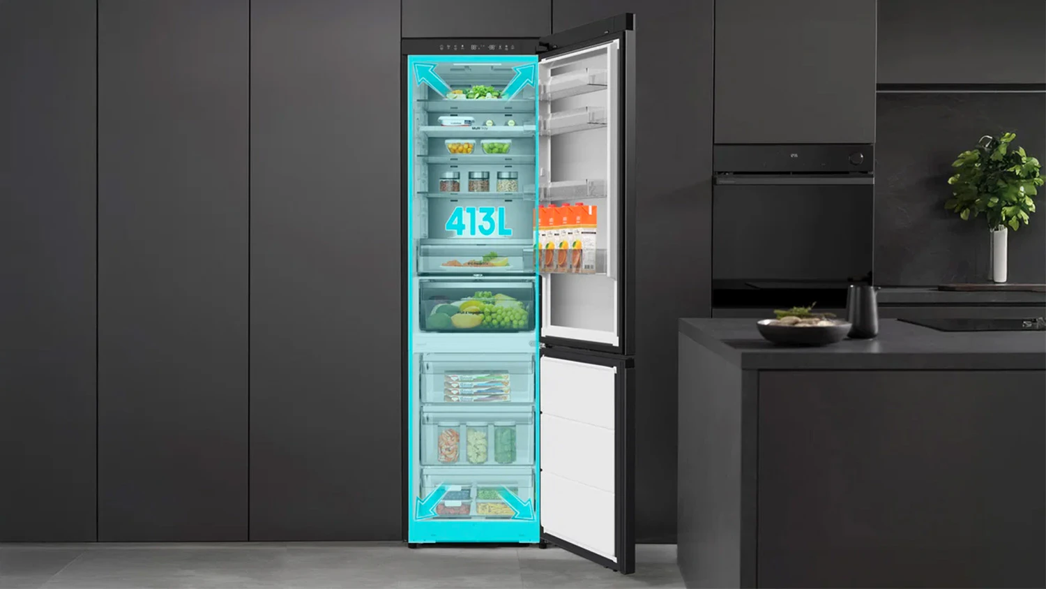 Objem kombinovan&eacute; lednice Hisense RB5P410SAFA