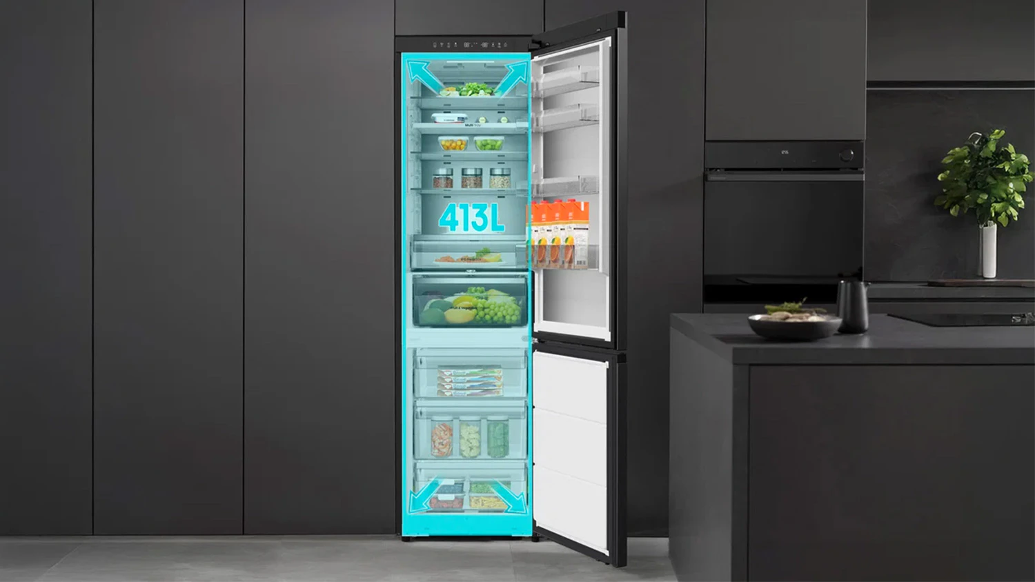 Objem kombinovan&eacute; lednice Hisense RB5P410SACA