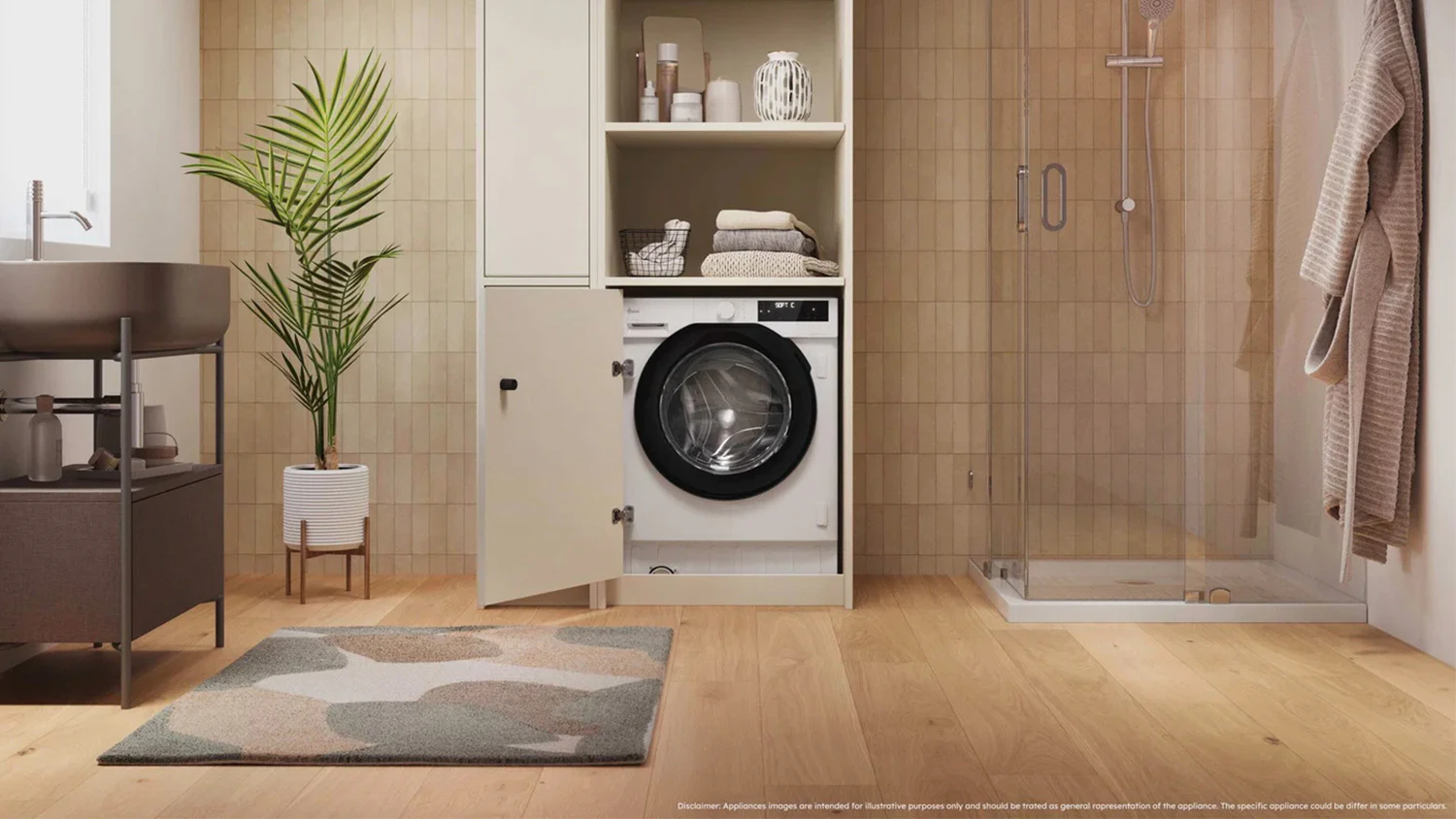 Vestavná pračka Hoover BH4S69M6DB9J-S v interiéru