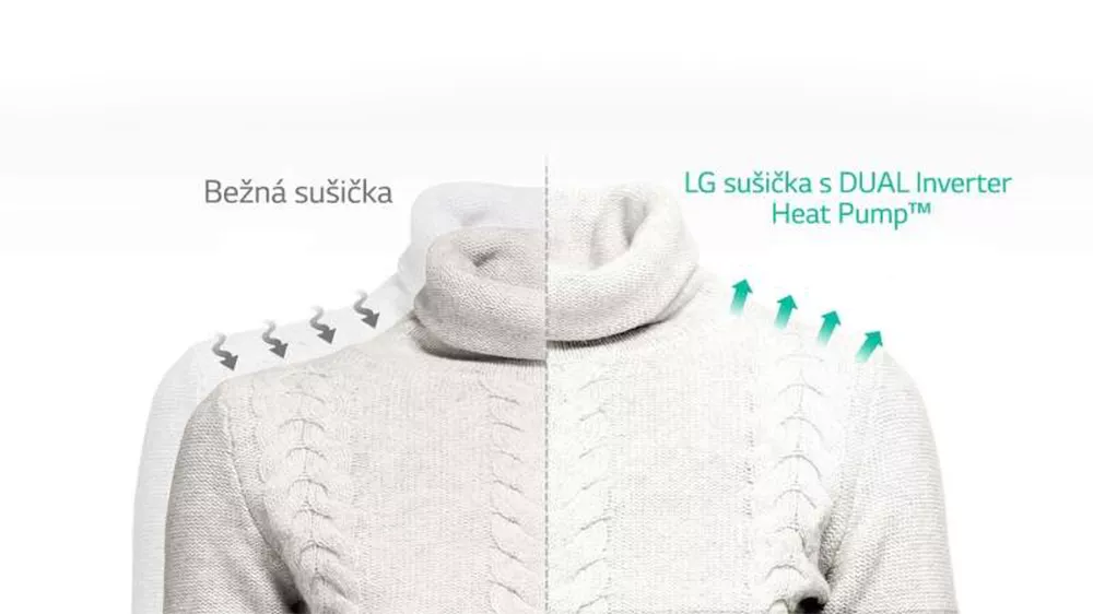 Svetr a rozdíl sušení běžnou sušičkou a LG sušičkou s čerpadlem DUAL Inverter Heat Pump_02