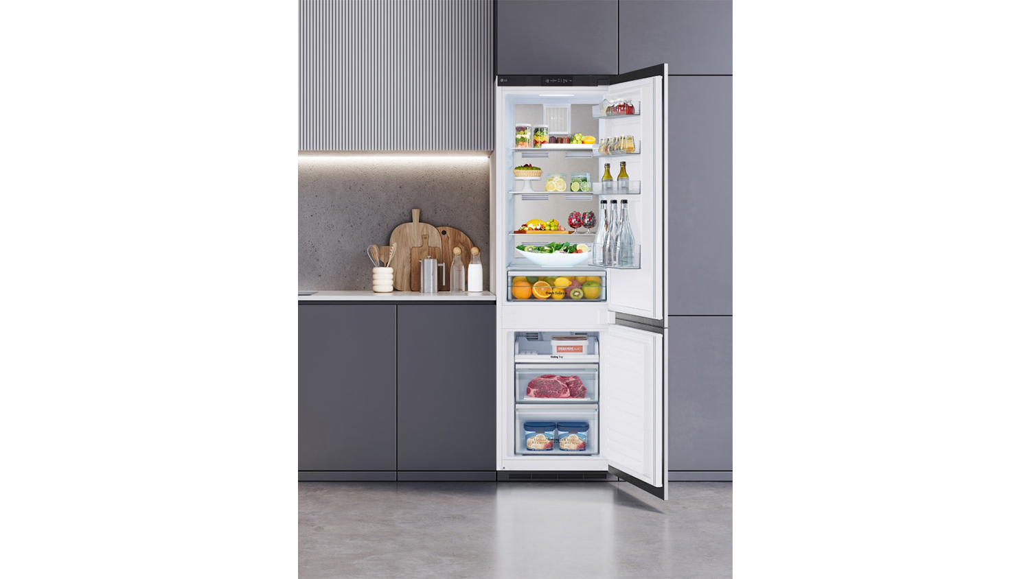 Kombinovaná lednice LG GTFN256SET plná zásob_02