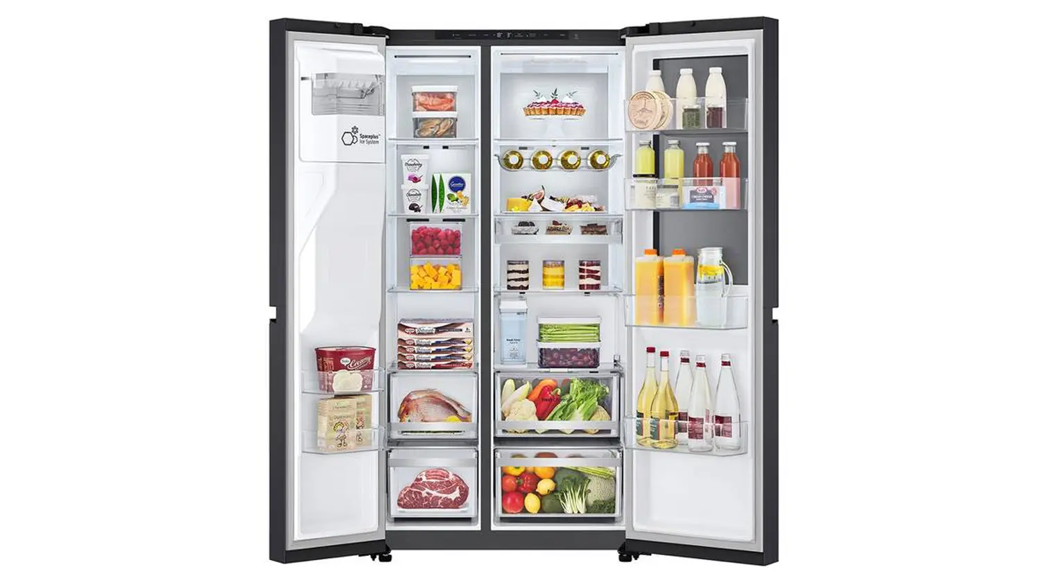 merick&aacute; lednice LG &ndash; obě kř&iacute;dla lednice otevřena