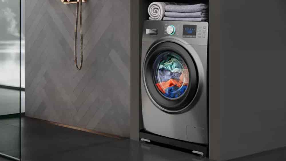 Práčka v interiéri usadená na podložku Meliconi 656168_02