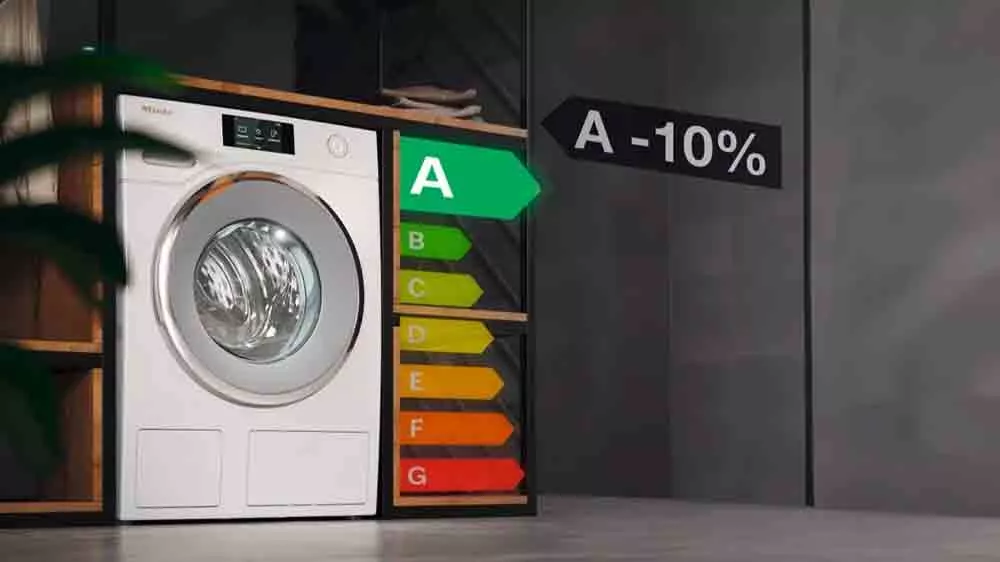 Pračka Miele WWA120 WCS umstěn v interiru s popisem energetick třdy A -10 %_02