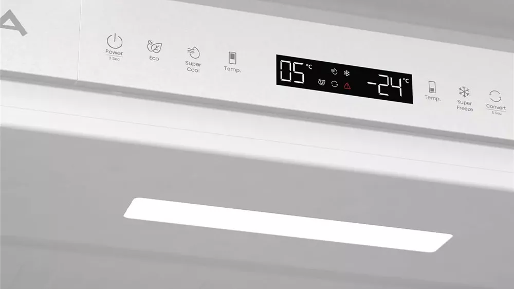 LED displej vestavné kombinované lednice Mora VCMDN 3024_02