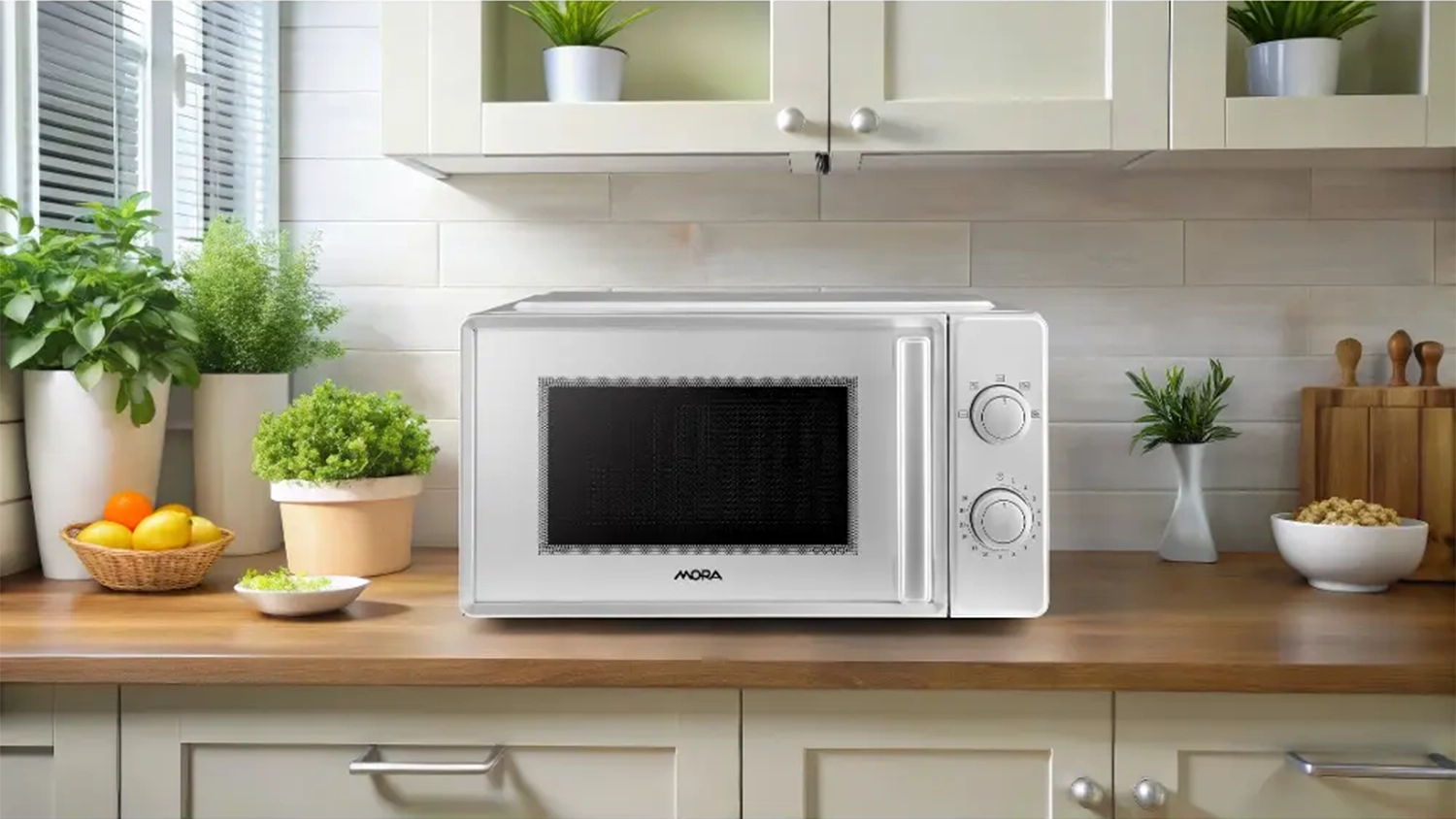 Mikrovlnn&aacute; trouba MORA na kuchyňsk&eacute; lince