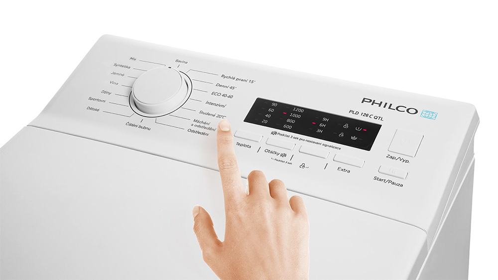 Ovládání vrchem plněné pračky Philco PLD 126 C QTL