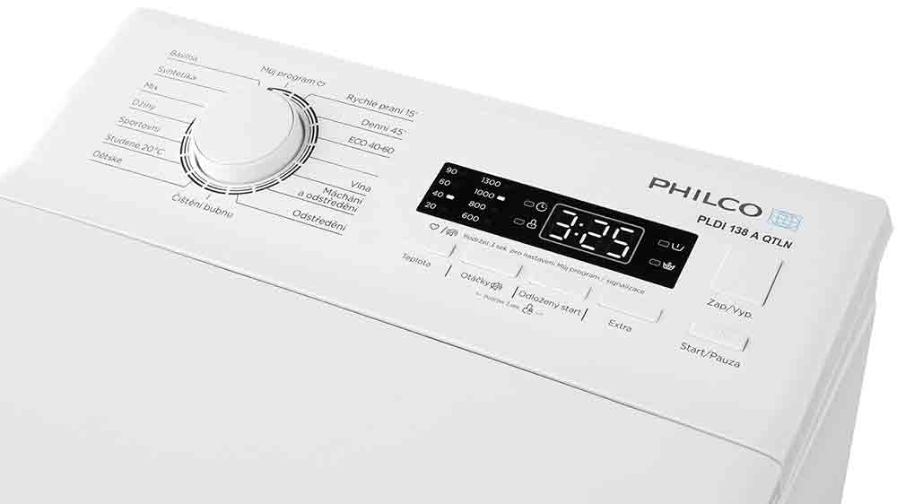 Ovládání vrchem plněné pračky Philco PLDI 138 A QTLN_03