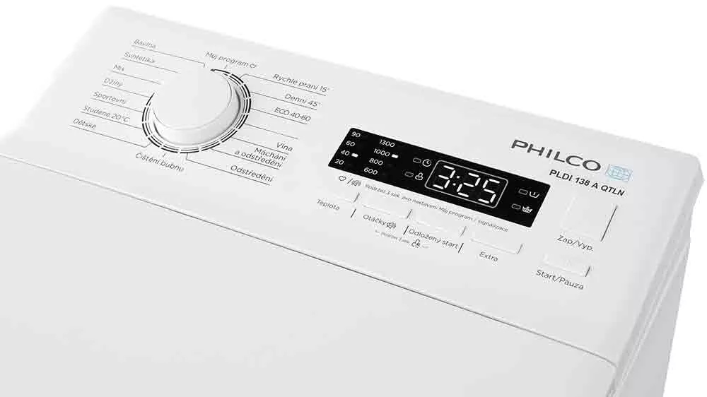 Ovládání vrchem plněné pračky Philco PLDI 138 A QTLN_03