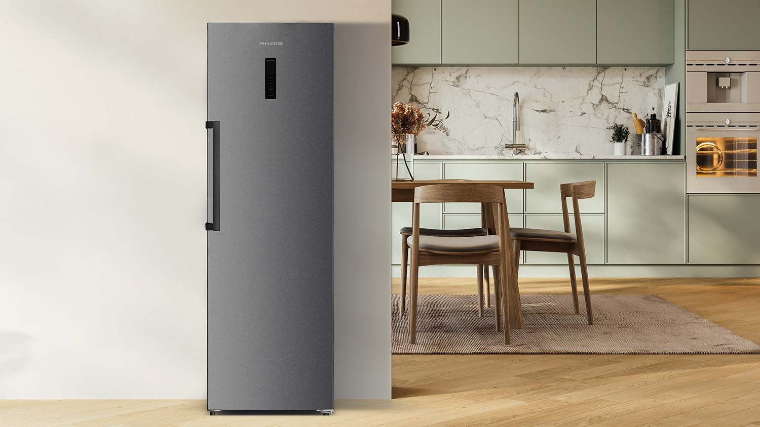 Šuplíkový NoFrost mrazák PFN 274 DFPIDX v místnosti