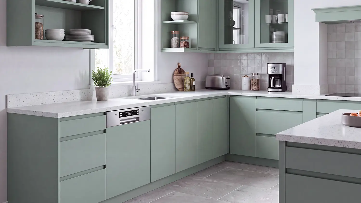 Vestavná myčka Philco PD 1047 BIX v moderně zařízené kuchyni