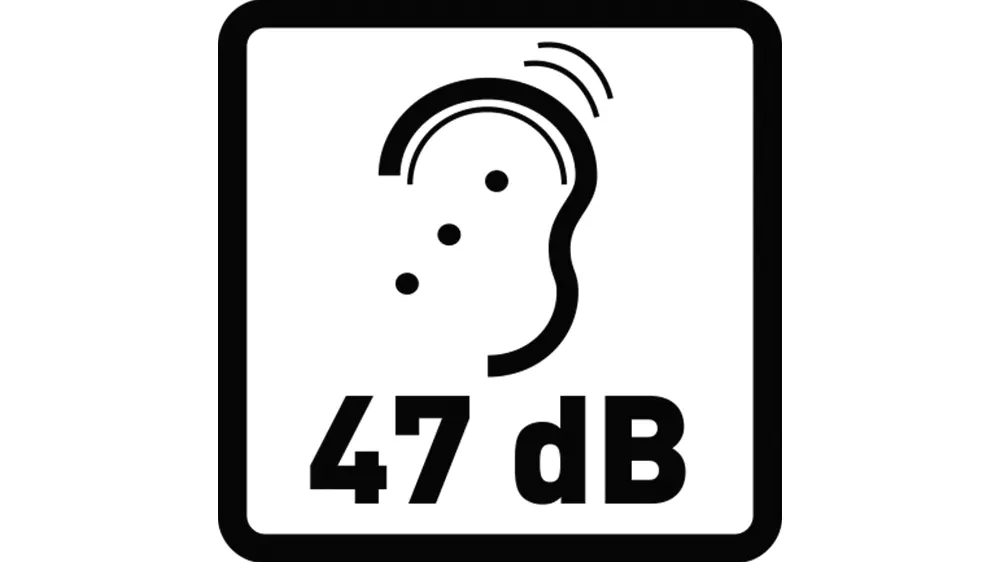 Piktogram znázorňující hlučnost jen 47 dB myčky Philco PD 1047 BIX