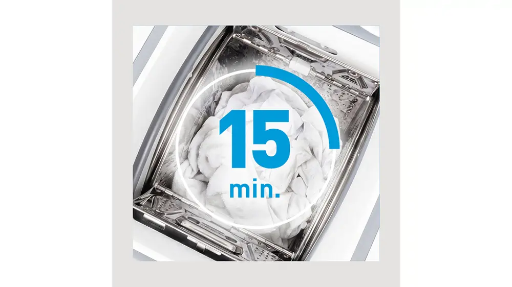 Prádlo vo vrchem plnené pračke vyprané za 15 min.