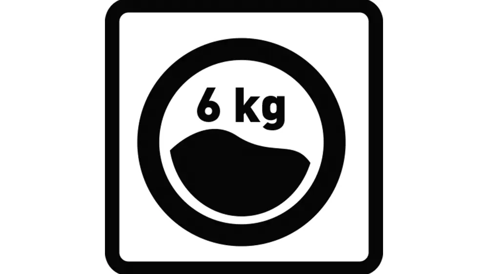Piktogram kapacita 6 kg.