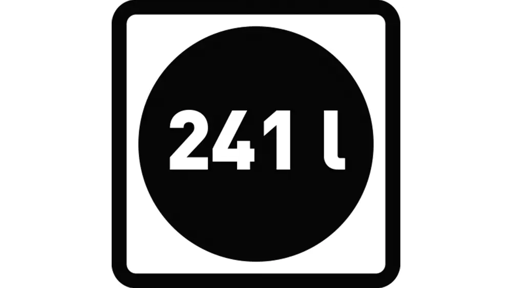 Piktogram zobrazující objem 241 l.