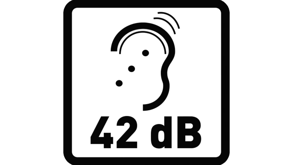 Piktogram n&iacute;zk&eacute; hlučnosti 42&nbsp;dB.