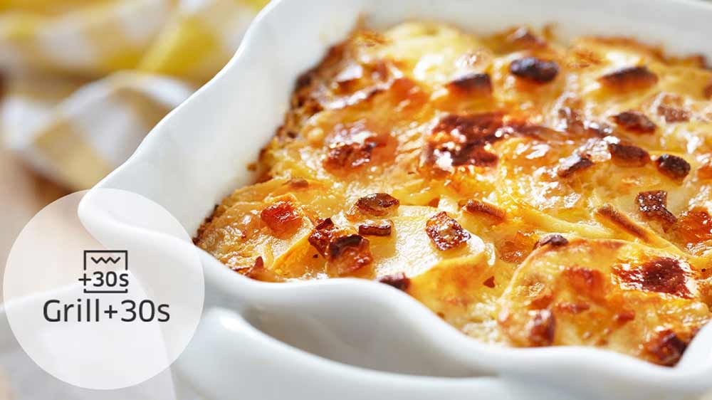 Lasagne ohriate s funkciou Browning Plus v mikrovlnnej rúre Samsung MG23K3515AW/EO_02