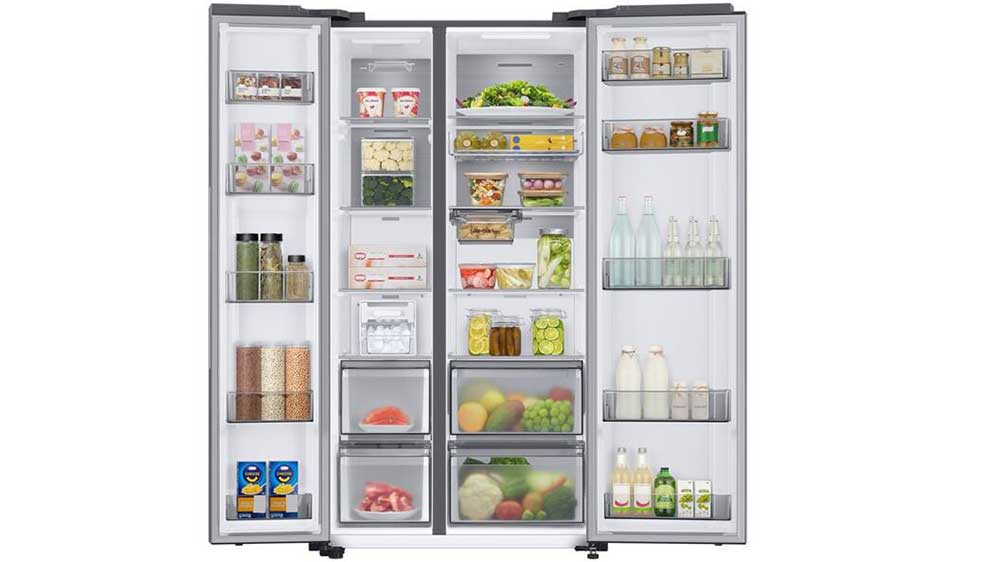 Americká lednice Samsung RS66DG815CSLEF otevřená plná_02